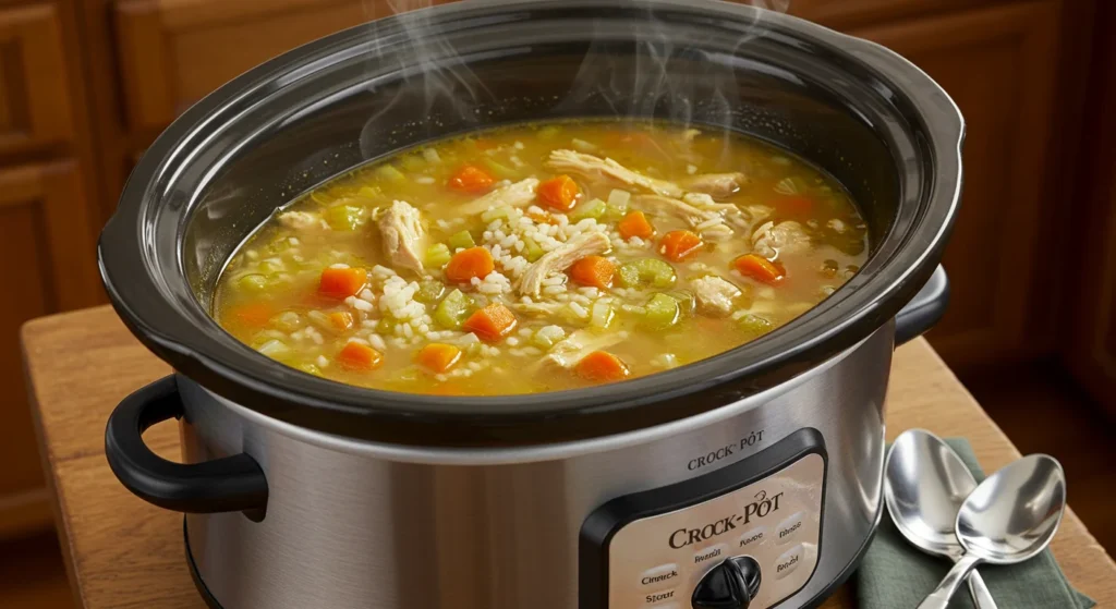 Crockpot Chicken and Rice Soup Feature Image