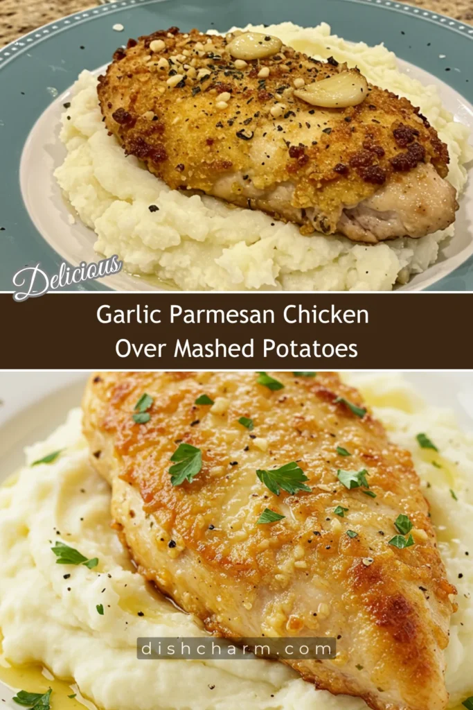 Garlic Parmesan Chicken Over Mashed Potatoes