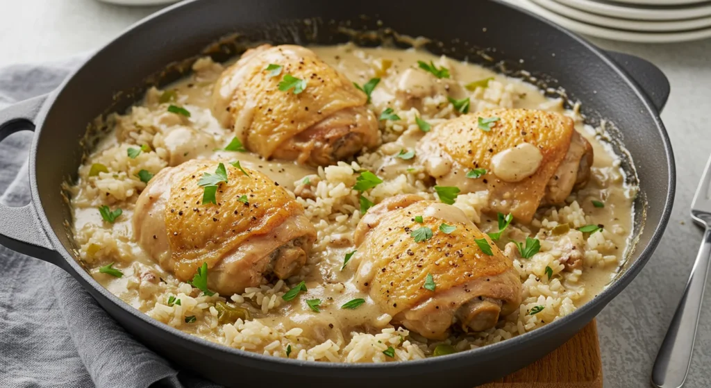 Smothered Chicken and Rice (One-Pot Meal)
