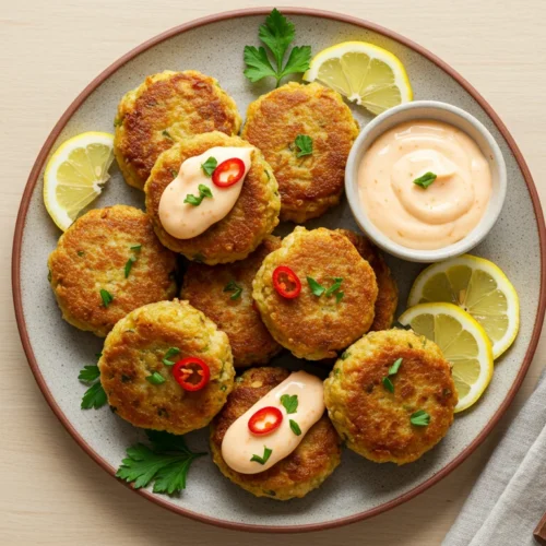 Baked Crab Cakes with Spicy Mayo feature image Baked Crab Cakes with Spicy Mayo feature image