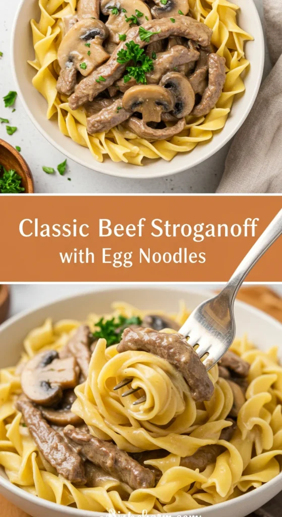Classic Beef Stroganoff with Egg Noodles