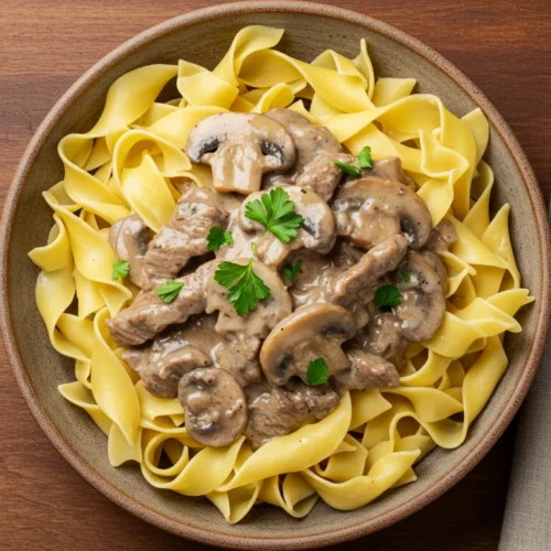 Classic Beef Stroganoff with Egg Noodles feature image