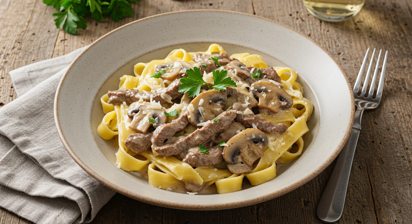 Creamy Beef and Mushroom Pasta feature image