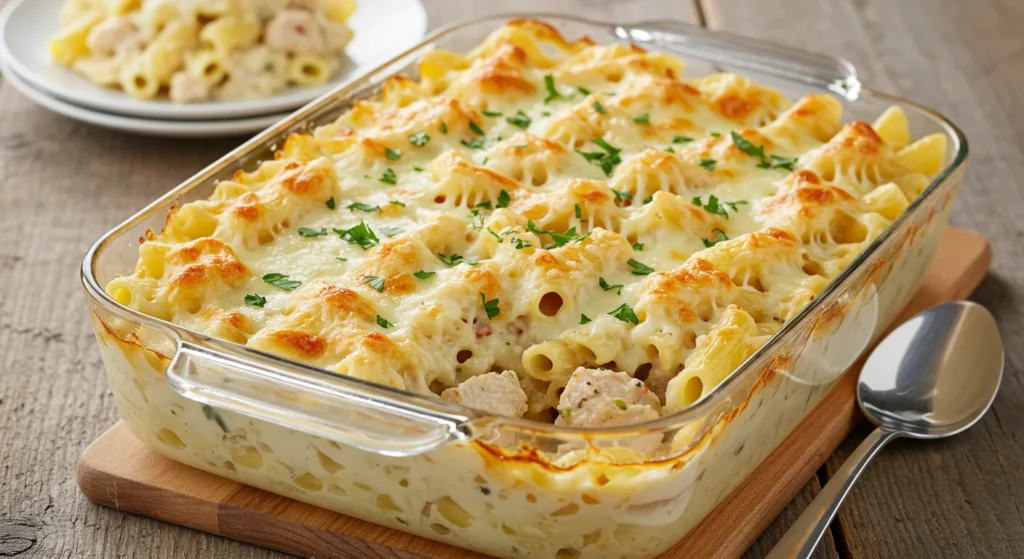 Garlic Parmesan Chicken Pasta Bake feature image