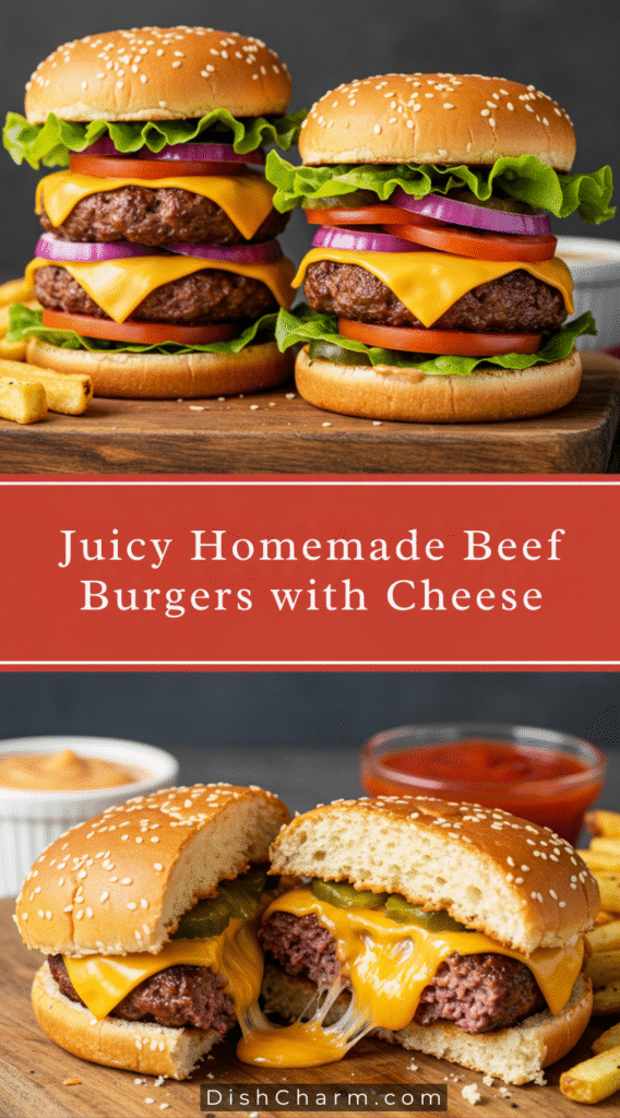 Juicy Homemade Beef Burgers with Cheese