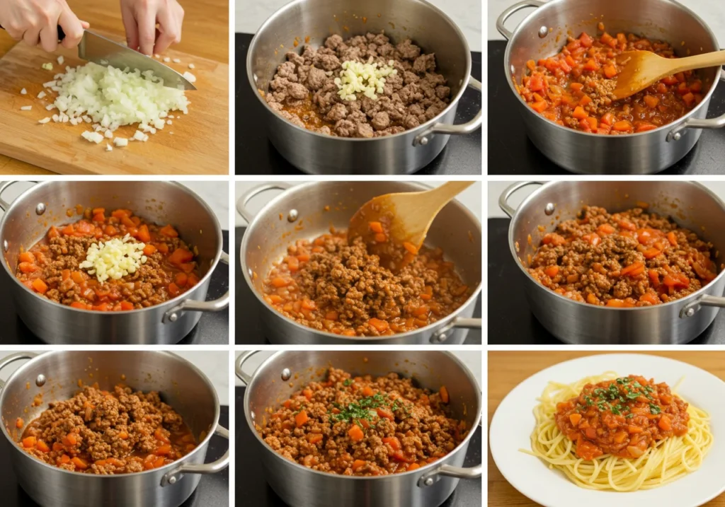 Step-by-Step Cooking Instructions of Cooking Beef Bolognese with Spaghetti