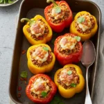 Stuffed Bell Peppers with Beef & Rice.