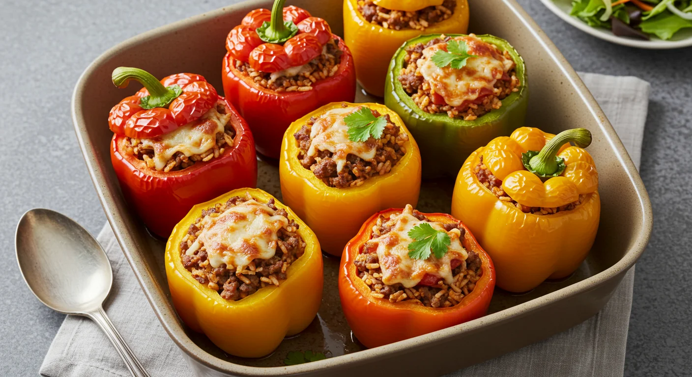 Stuffed Bell Peppers with Beef & Rice feature image