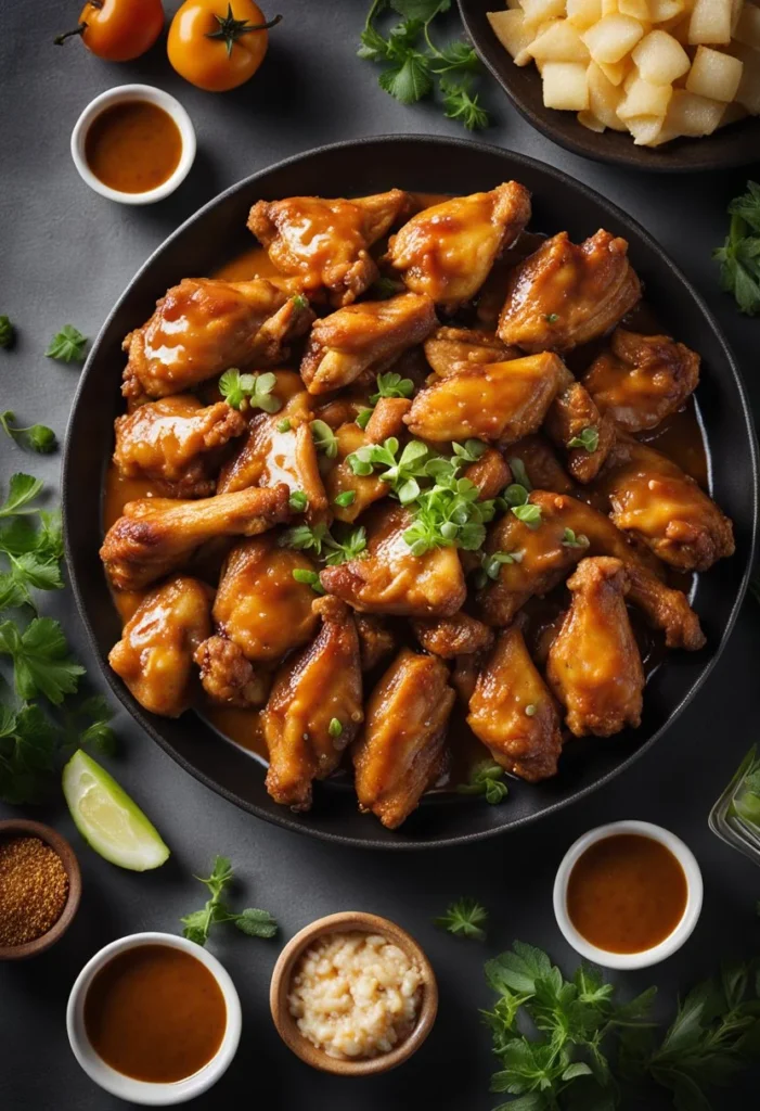 A platter of succulent chicken wings smothered in rich, savory gravy