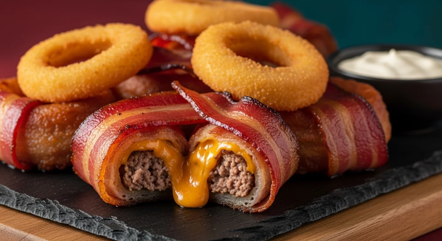Bacon Cheeseburger Loaded Onion Ring Bombs feature image