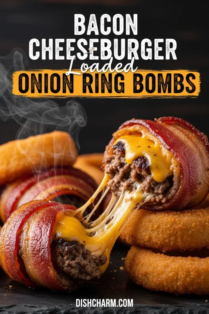 Crispy Bacon Cheeseburger Loaded Onion Ring Bombs