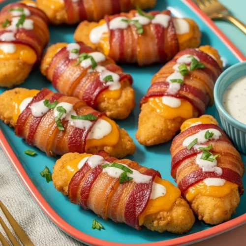Bacon Wrapped Cheesy Ranch Chicken Tenders 3 Bacon Wrapped Cheesy Ranch Chicken Tenders