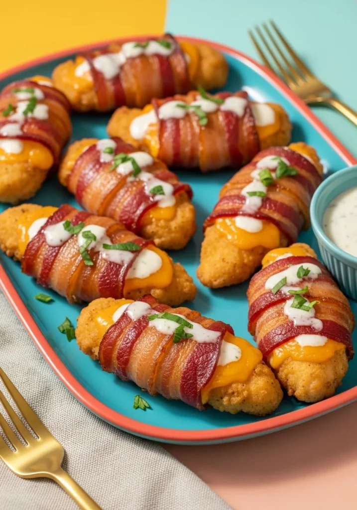 Bacon Wrapped Cheesy Ranch Chicken Tenders 3 Bacon Wrapped Cheesy Ranch Chicken Tenders