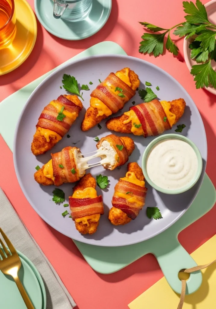 Bacon Wrapped Cheesy Ranch Chicken Tenders 4 Bacon Wrapped Cheesy Ranch Chicken Tenders