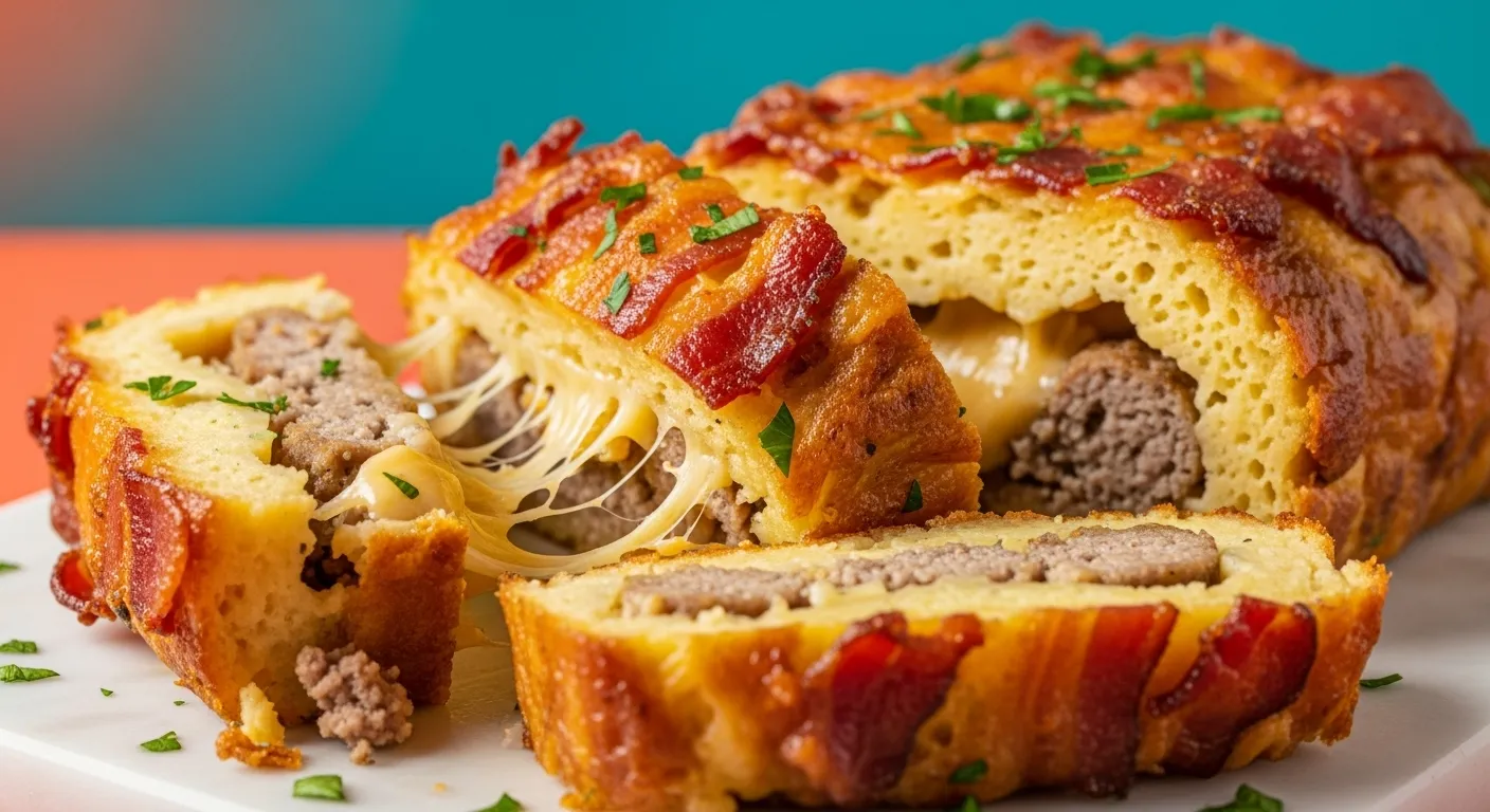 Bacon and Sausage Stuffed Potato Loaf