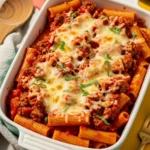 Cheesy Beef and Italian Sausage Rigatoni