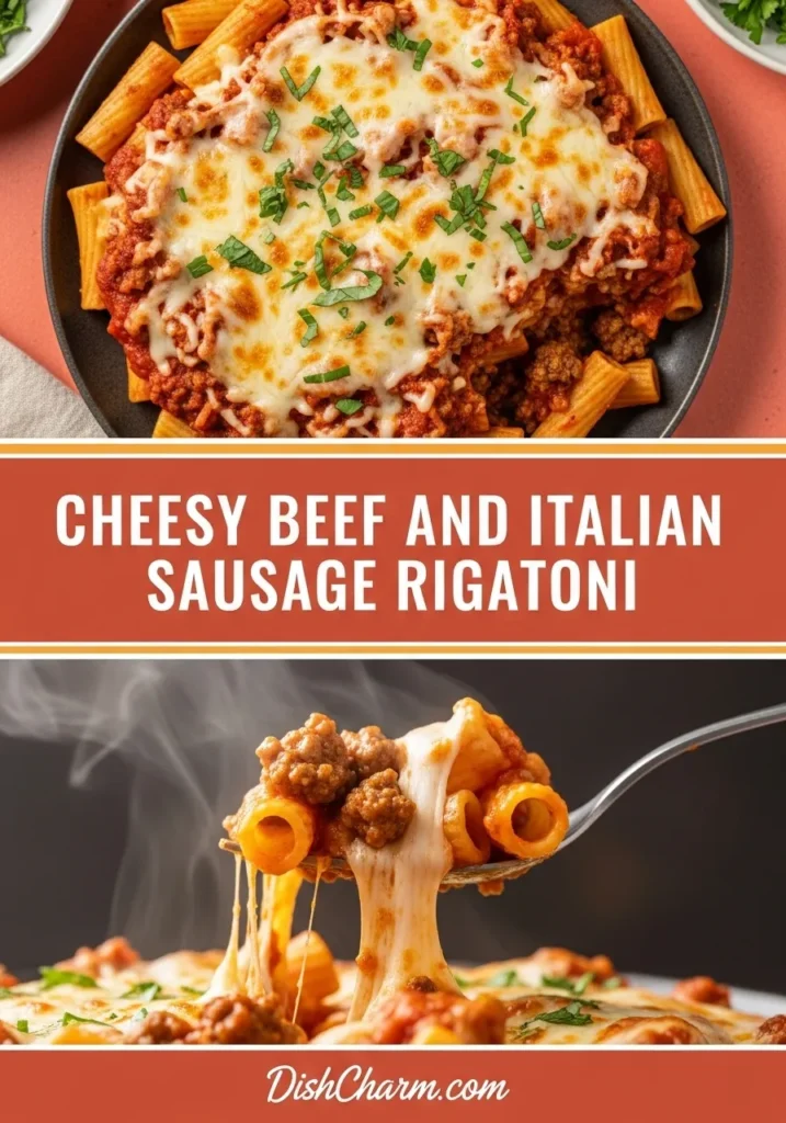 Cheesy Beef and Italian Sausage Rigatoni 2 Cheesy Beef and Italian Sausage Rigatoni