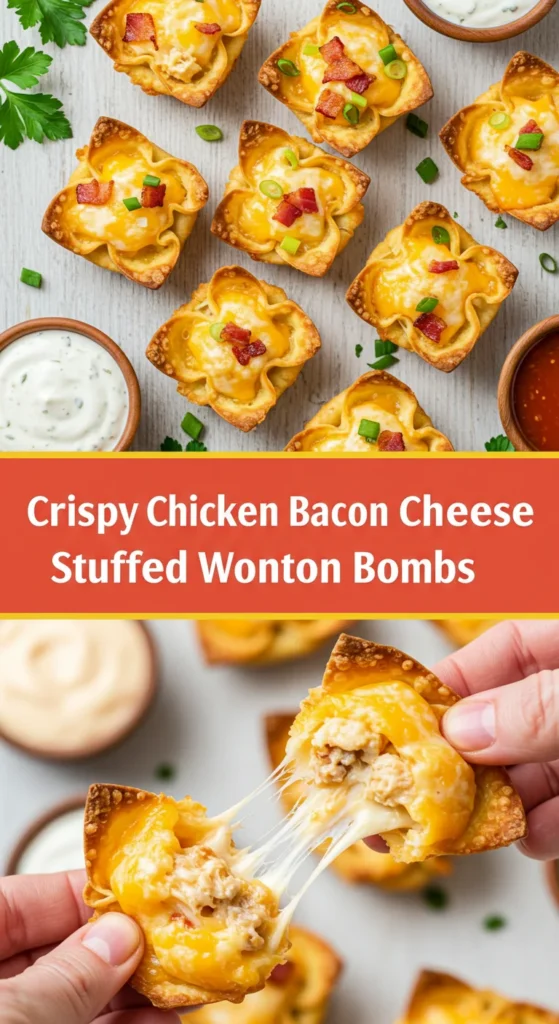 Crispy Chicken Bacon Cheese Stuffed Wonton Bombs 1 1 Crispy Chicken Bacon Cheese Stuffed Wonton Bombs