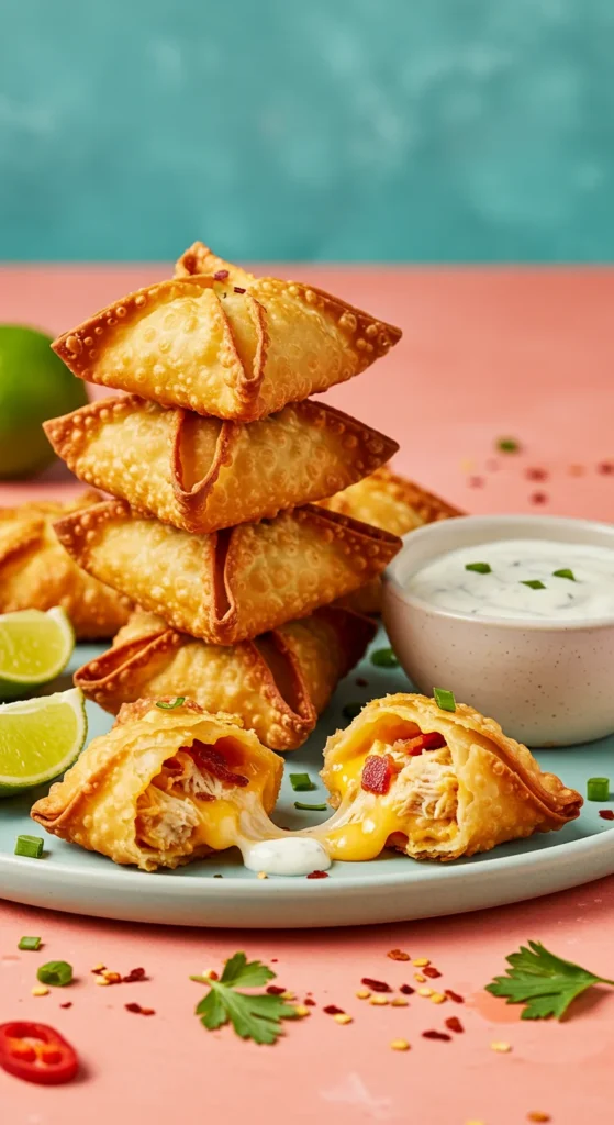 Crispy Chicken Bacon Cheese Stuffed Wonton Bombs 2 Crispy Chicken Bacon Cheese Stuffed Wonton Bombs