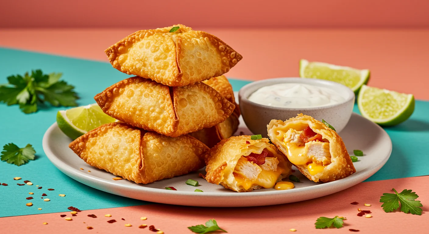 Crispy Chicken Bacon Cheese Stuffed Wonton Bombs
