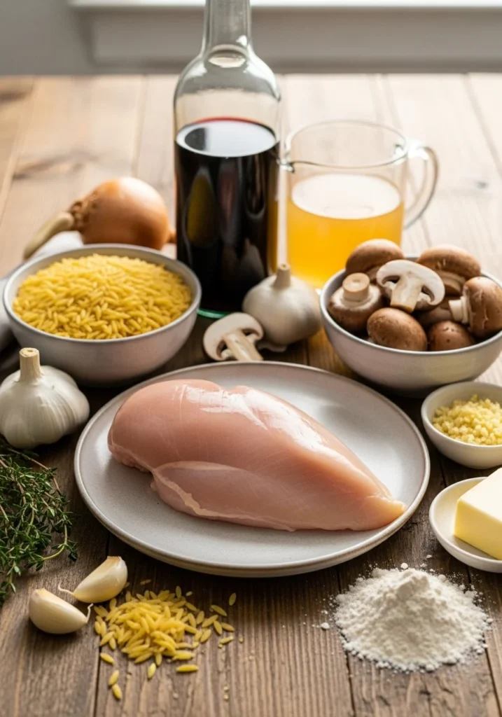 Essential Ingredients for Marsala Chicken Orzo Essential Ingredients for Marsala Chicken Orzo