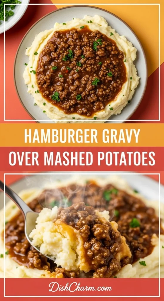 Hamburger Gravy Over Mashed Potatoes