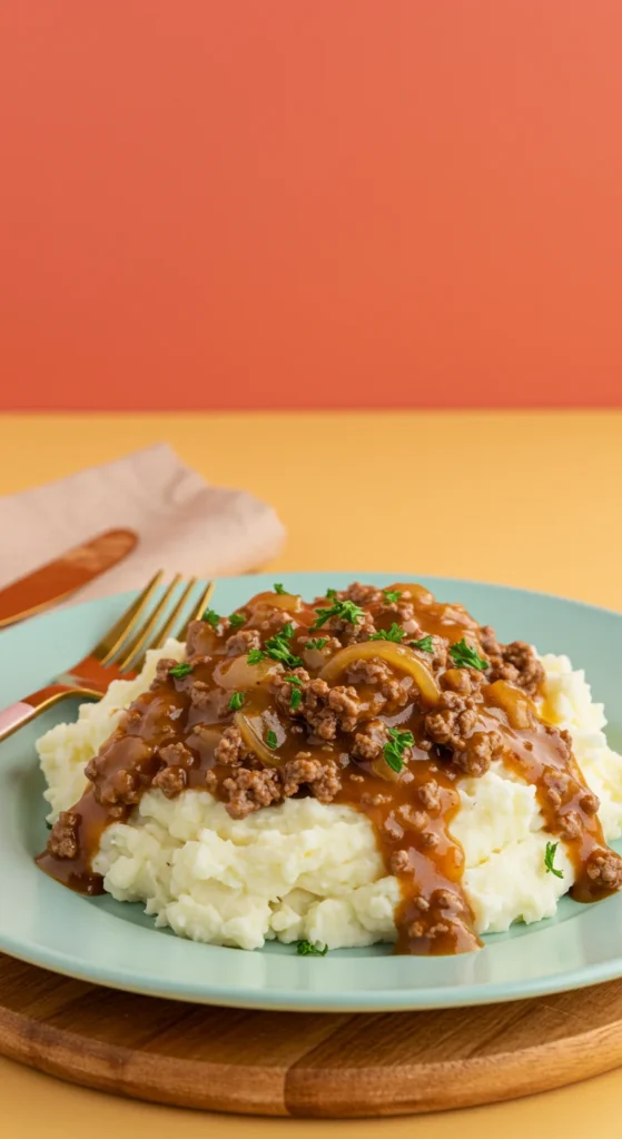 Hamburger Gravy Over Mashed Potatoes 1