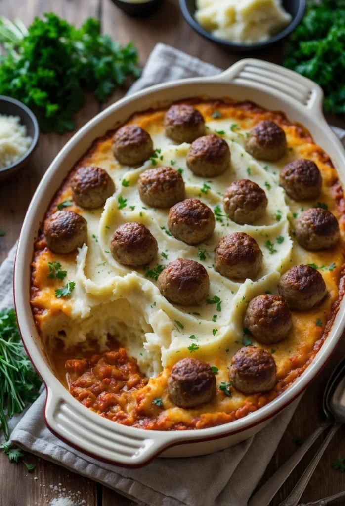 Meatball and Mashed Potato Bake 4 Meatball and Mashed Potato Bake