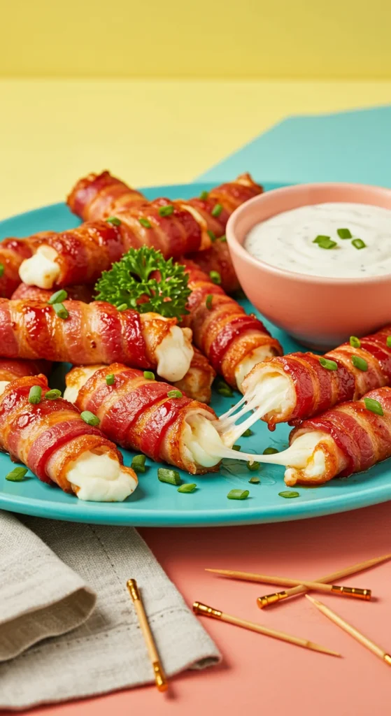 Nashville Hot Bacon Wrapped Mozzarella Sticks 5 Nashville Hot Bacon Wrapped Mozzarella Sticks