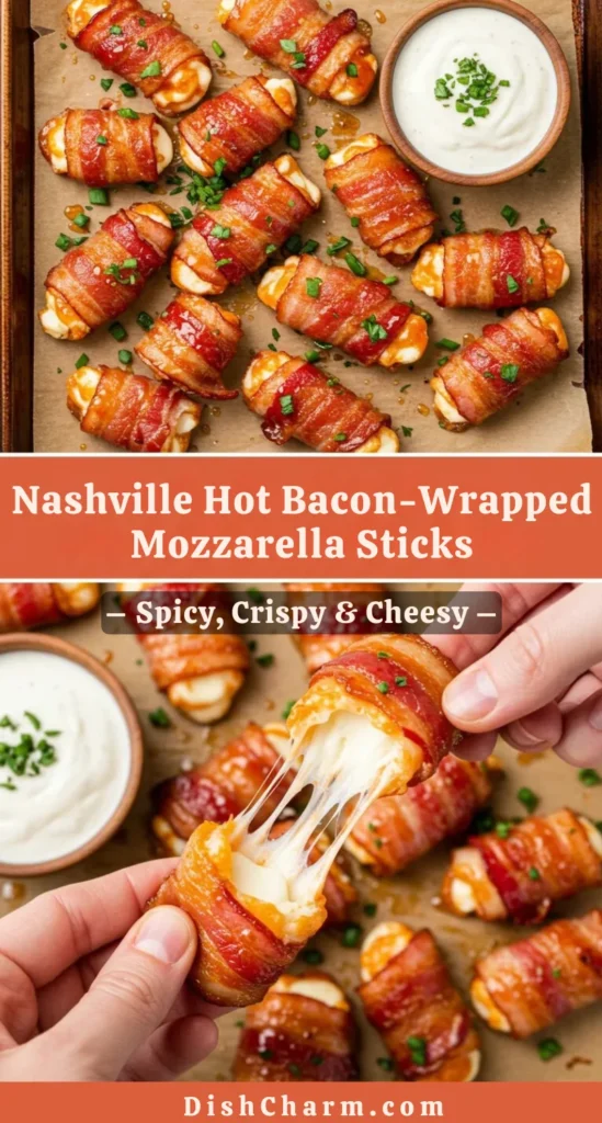 Nashville Hot Bacon Wrapped Mozzarella Sticks Nashville Hot Bacon Wrapped Mozzarella Sticks