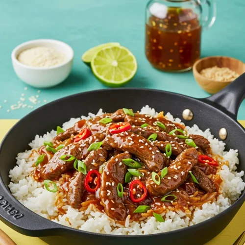 One Skillet Smoky Honey Chili Beef Rice