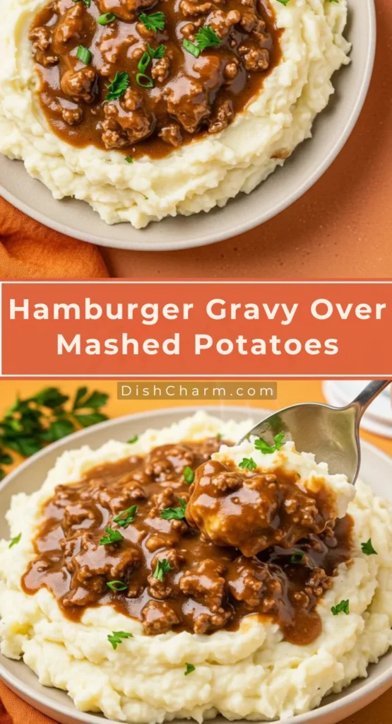 Hamburger Gravy Over Mashed Potatoes