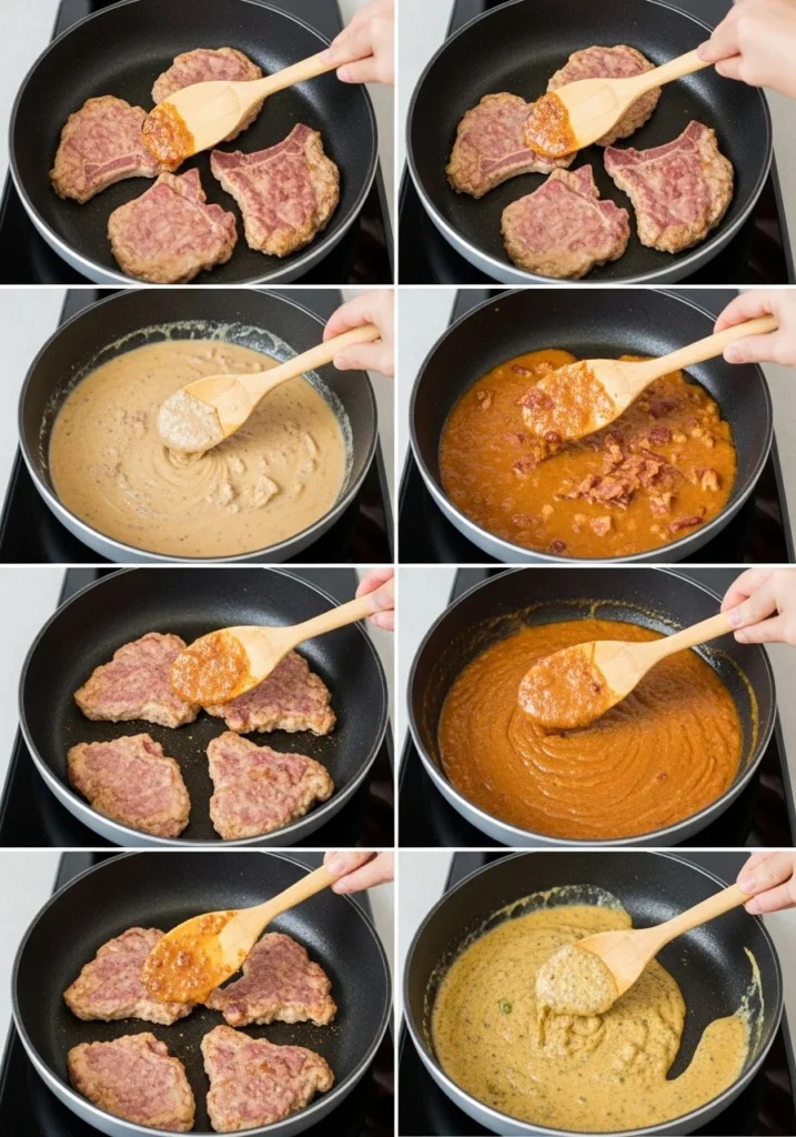 Step by Step Cooking Instructions Country Fried Pork Chops with Bacon Gravy