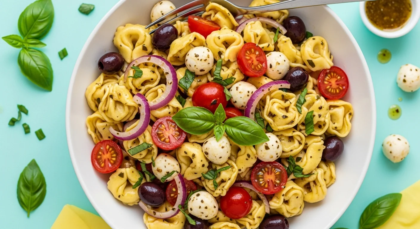 Zesty Tortellini Pasta Salad Recipe feature image