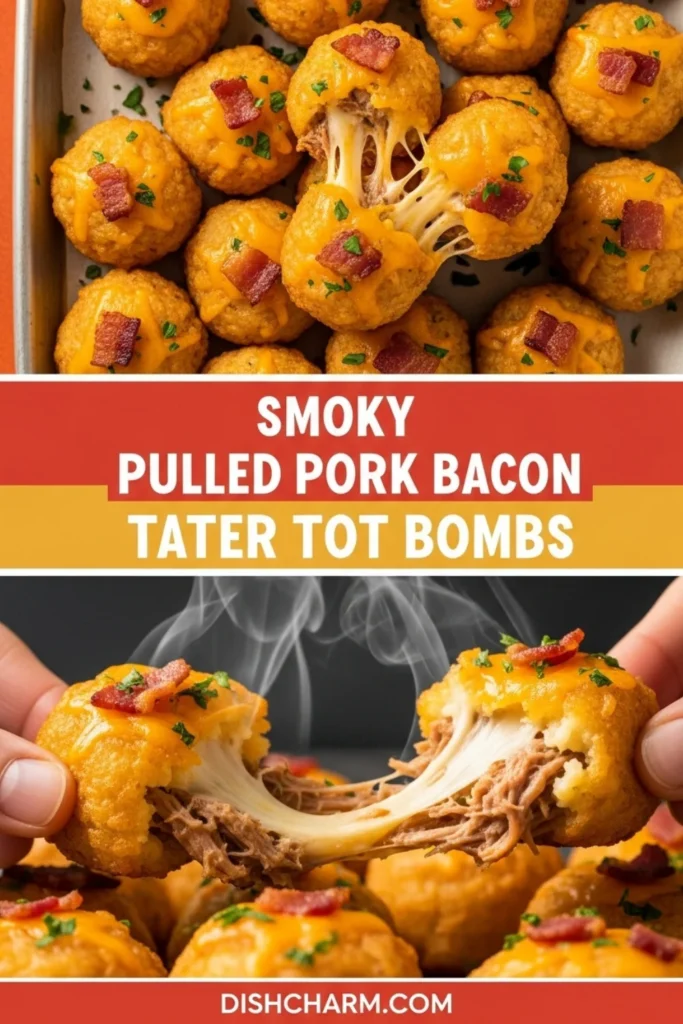 Smoky Pulled Pork Bacon Tater Tot Bombs 1 Smoky Pulled Pork Bacon Tater Tot Bombs