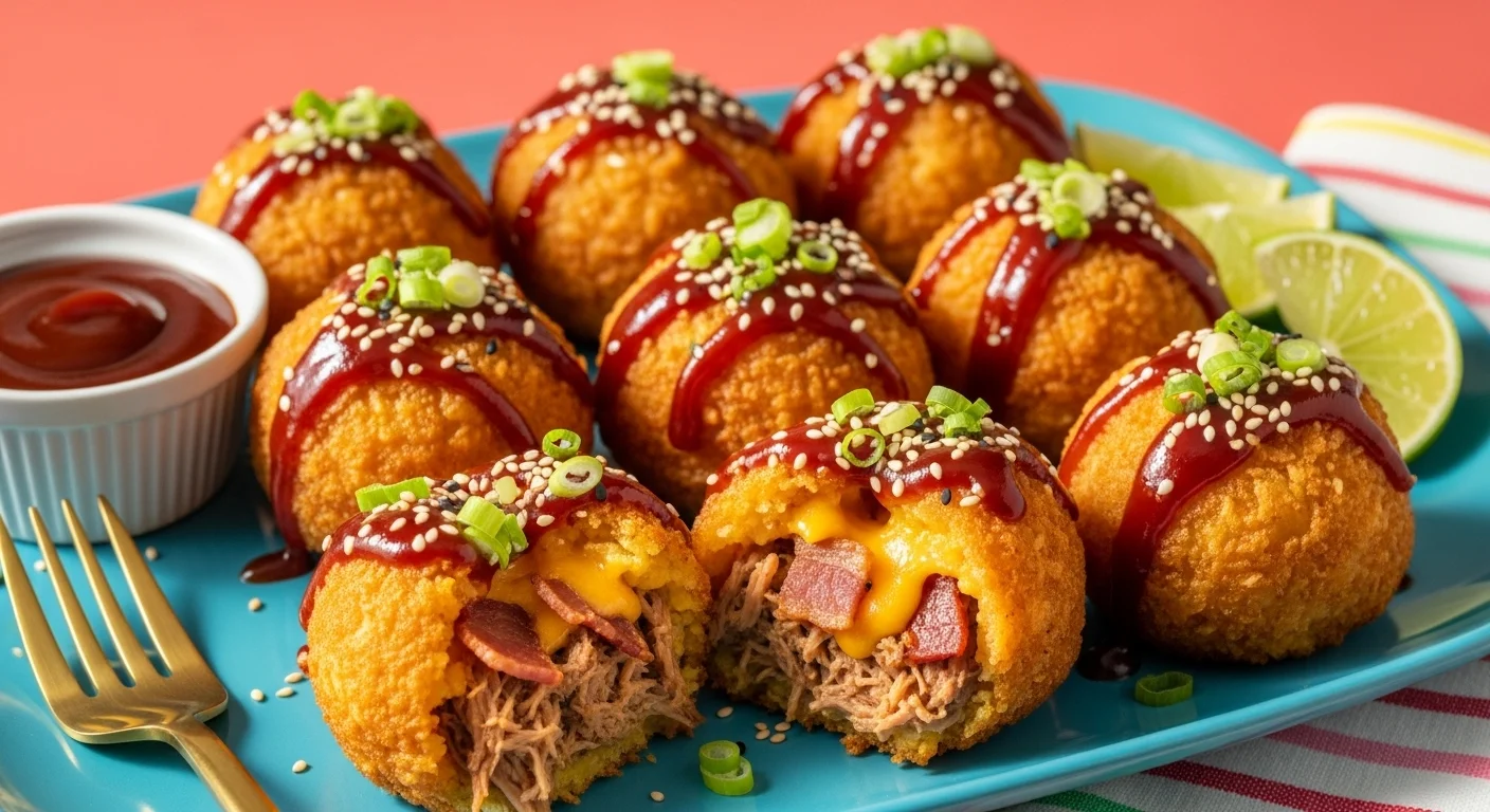 Smoky Pulled Pork Bacon Tater Tot Bombs feature image