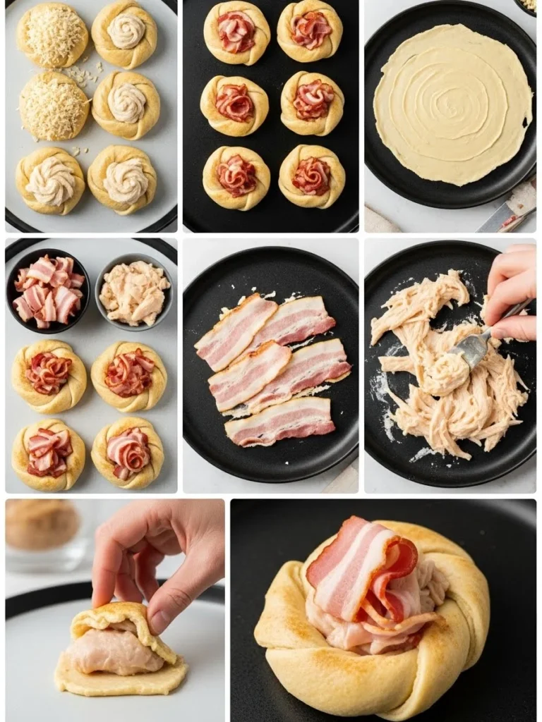 Cooking steps of Garlic Parmesan Chicken Bacon Crescent Bombs Cooking steps of Garlic Parmesan Chicken Bacon Crescent Bombs