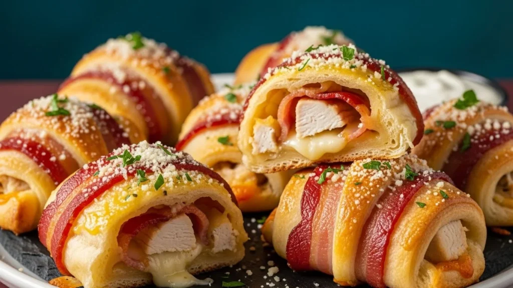 Garlic Parmesan Chicken Bacon Crescent Bombs feature image