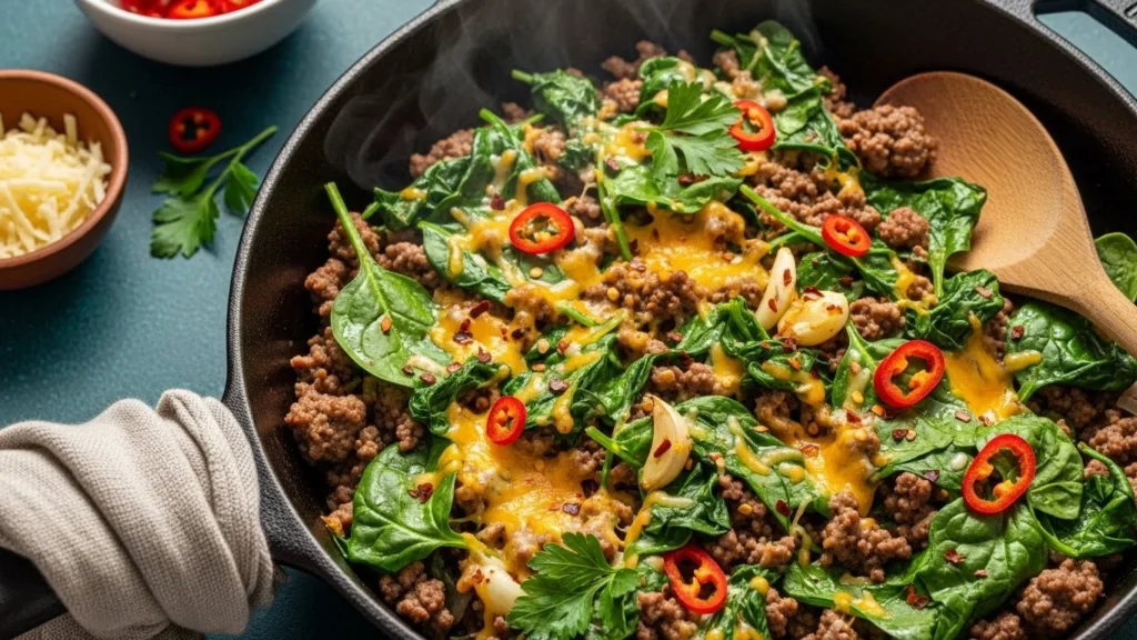 Ground Beef and Spinach Skillet feature image