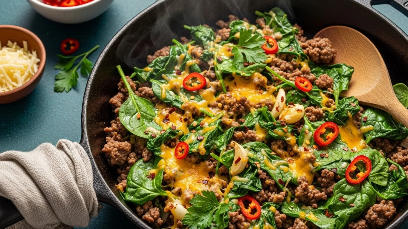 Ground Beef and Spinach Skillet feature image