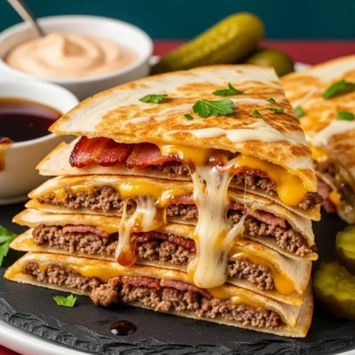 Maple Bacon Cheeseburger Quesadillas 6 Maple Bacon Cheeseburger Quesadillas
