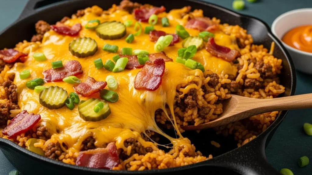 Bacon Cheeseburger Rice Skillet feature image