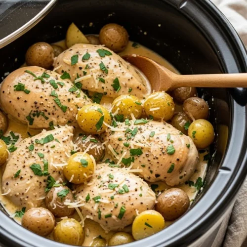 Garlic Parmesan Crockpot Chicken And Potatoes 2 Garlic Parmesan Crockpot Chicken And Potatoes