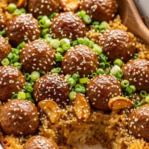 Honey Garlic Meatball Rice Bake 1 1 Honey Garlic Meatball Rice Bake