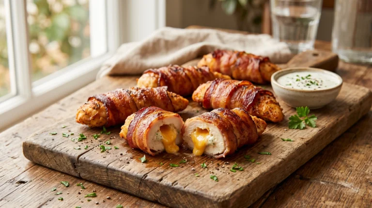 Bacon Wrapped Cheesy Ranch Chicken Tenders feature image